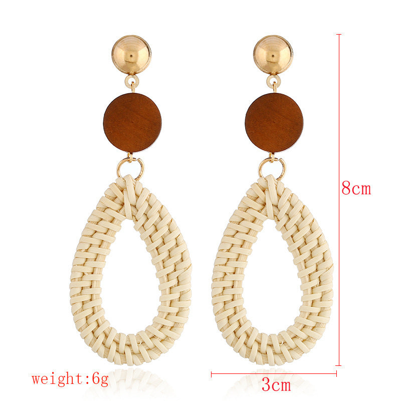 Boho straw earrings for women