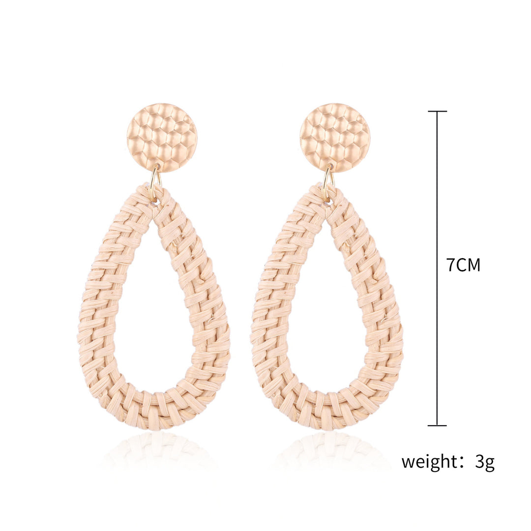 Boho straw earrings for women