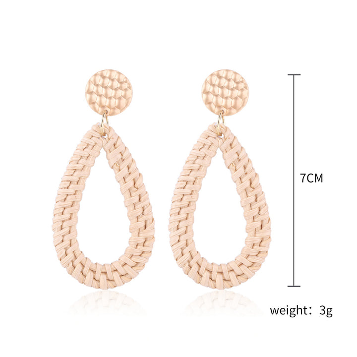 Boho straw earrings for women