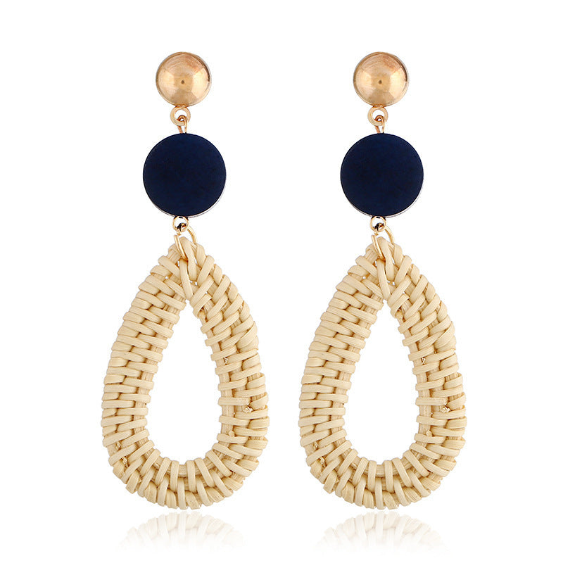 Boho straw earrings for women
