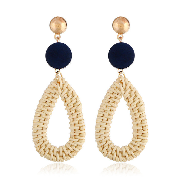 Boho straw earrings for women