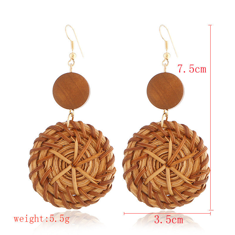 Boho straw earrings for women