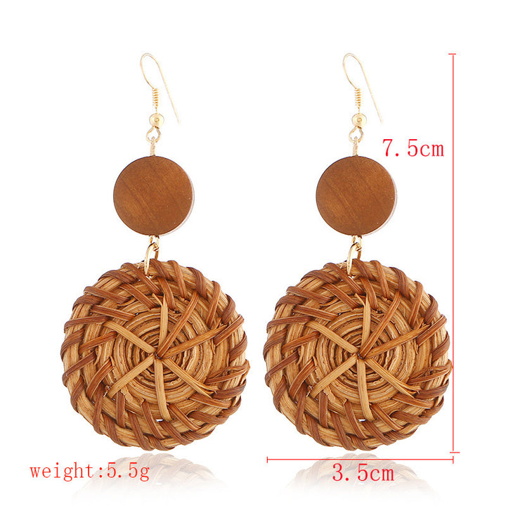 Boho straw earrings for women