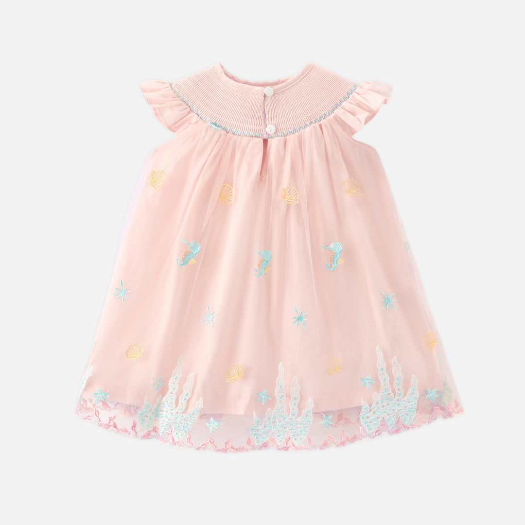 Girls shell mermaid Embroidered Princess Tulle Dress