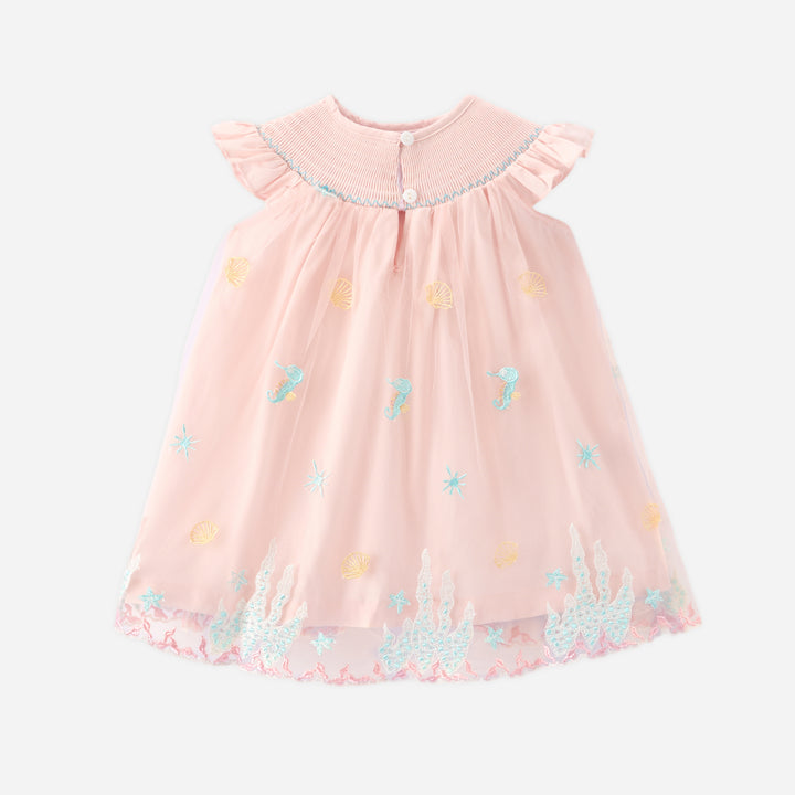 Girls shell mermaid Embroidered Princess Tulle Dress