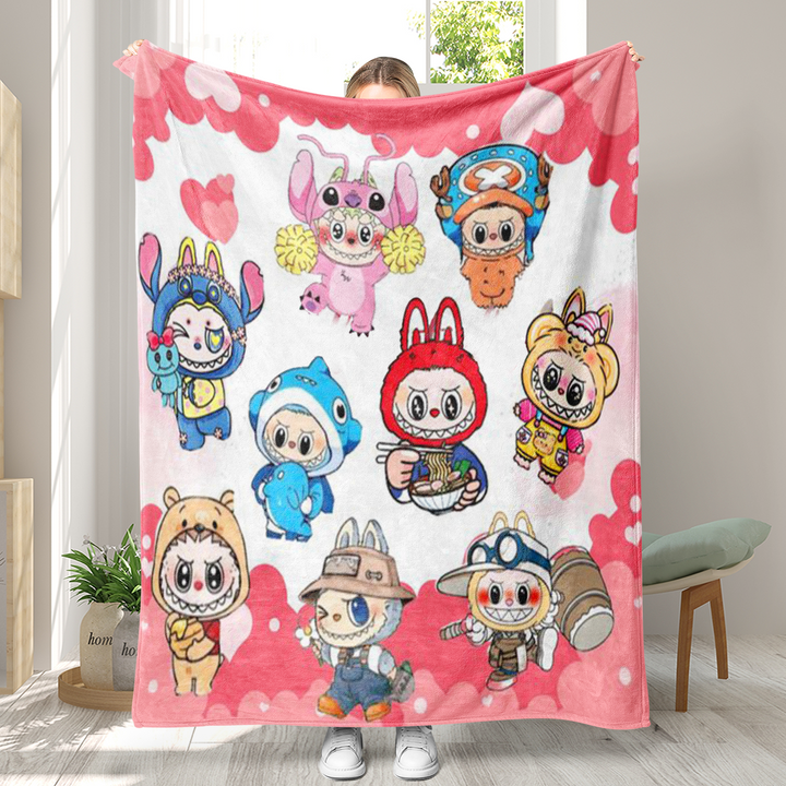 Labubu printed Throw Blanket soft flannel Blanket
