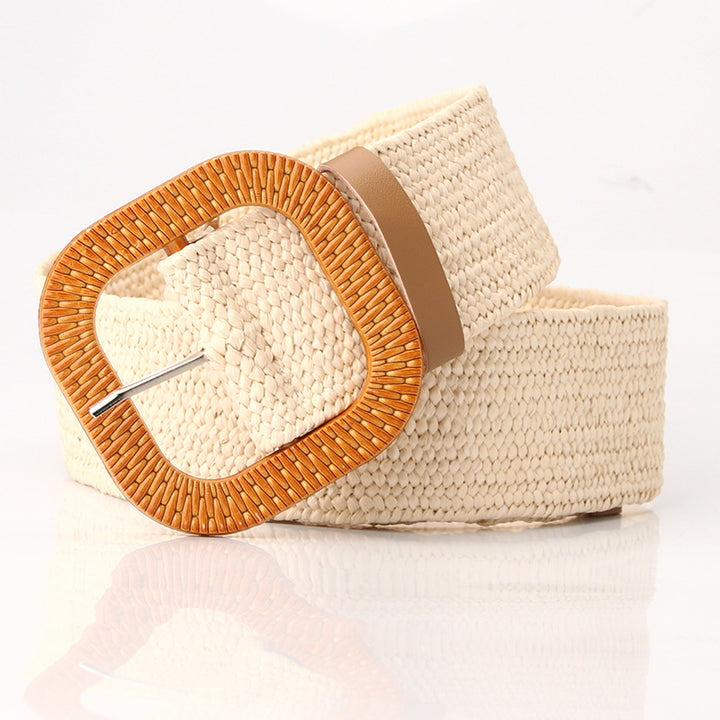 Boho Women's imitation straw wide elastic deco belt