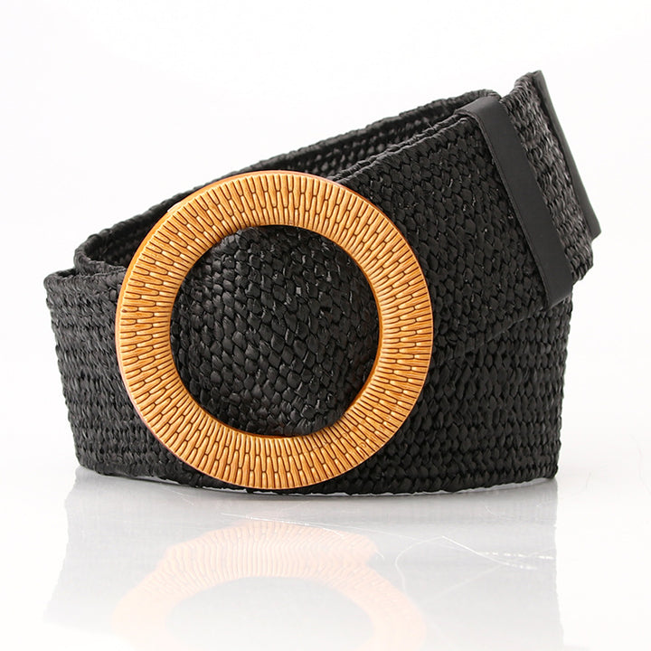 Boho Women's imitation straw wide elastic deco belt