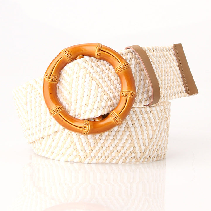 Boho Women's imitation straw wide elastic deco belt