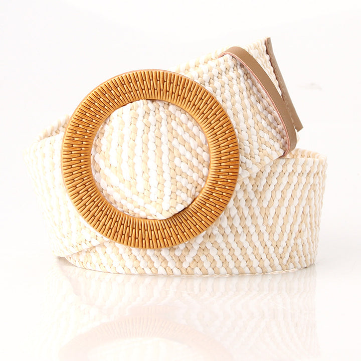 Boho Women's imitation straw wide elastic deco belt