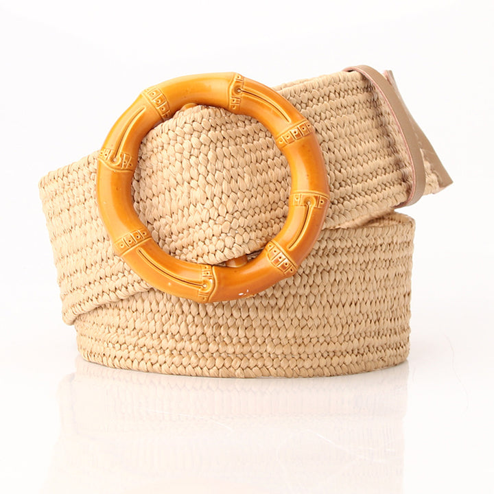 Boho Women's imitation straw wide elastic deco belt
