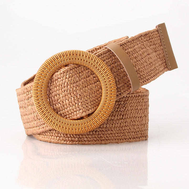 Boho Women's imitation straw wide elastic deco belt