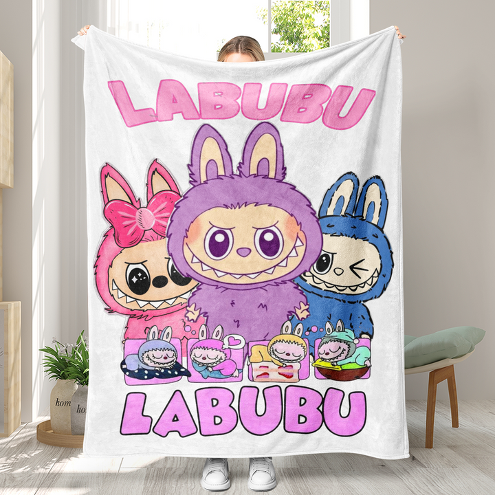 Labubu printed Throw Blanket soft flannel Blanket