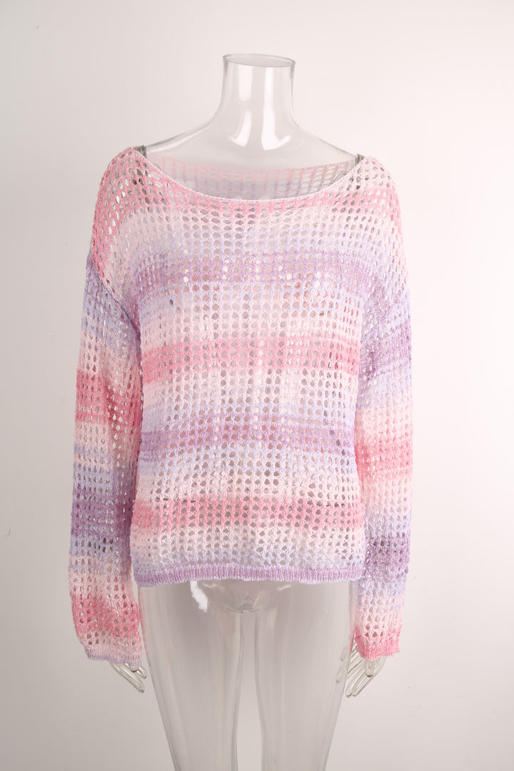 Summer Off Shoulder Crochet Knit Shirt Beach Cover Up