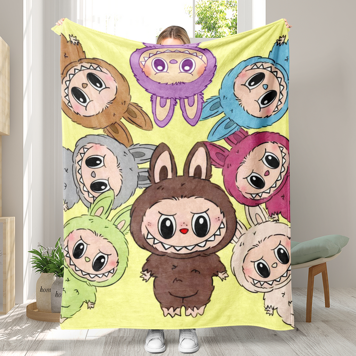 Labubu printed Throw Blanket soft flannel Blanket