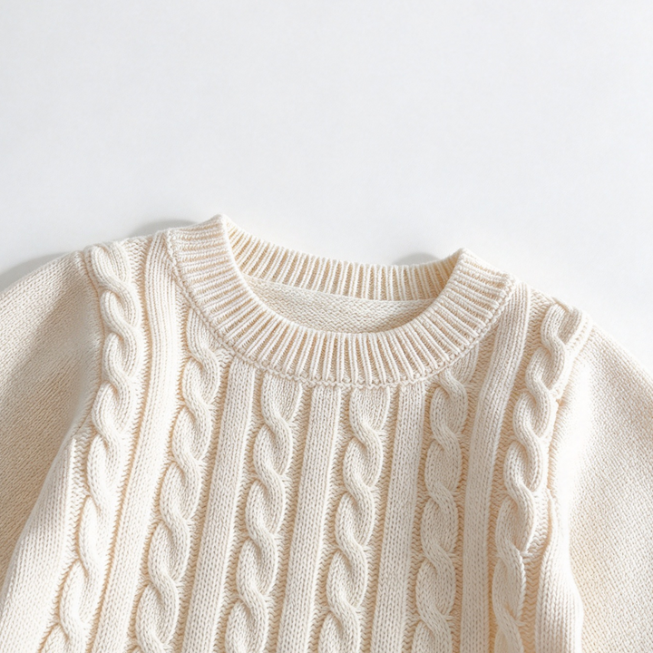 Girls' Cable-Knit Long-Sleeve Sweater Dress Christmas Knit Dress