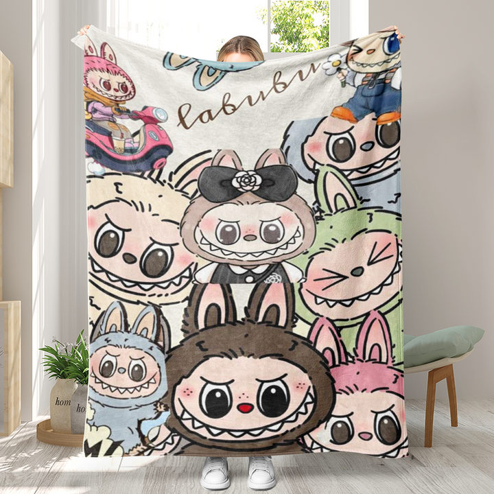 Labubu printed Throw Blanket soft flannel Blanket