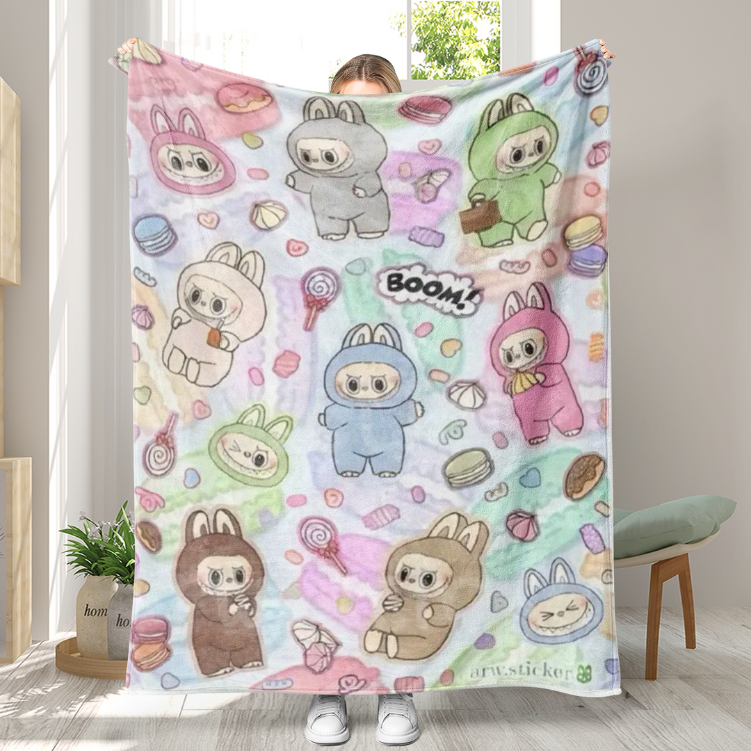 Labubu printed Throw Blanket soft flannel Blanket