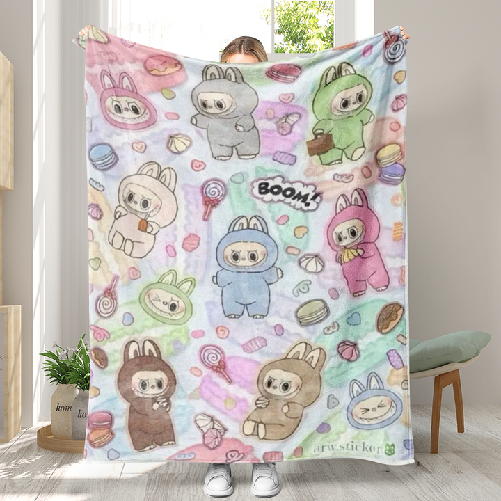 Labubu printed Throw Blanket soft flannel Blanket