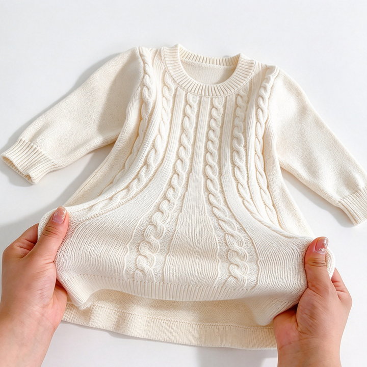 Girls' Cable-Knit Long-Sleeve Sweater Dress Christmas Knit Dress