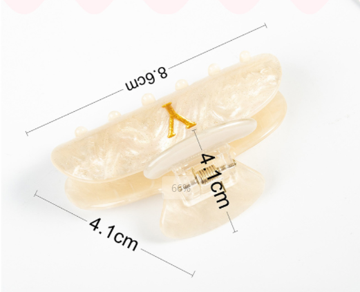 Gold letter acrylic hair shark clip for women