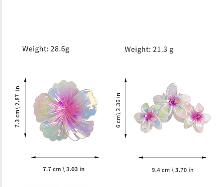 Colorful gradient flower hair shark clip for women