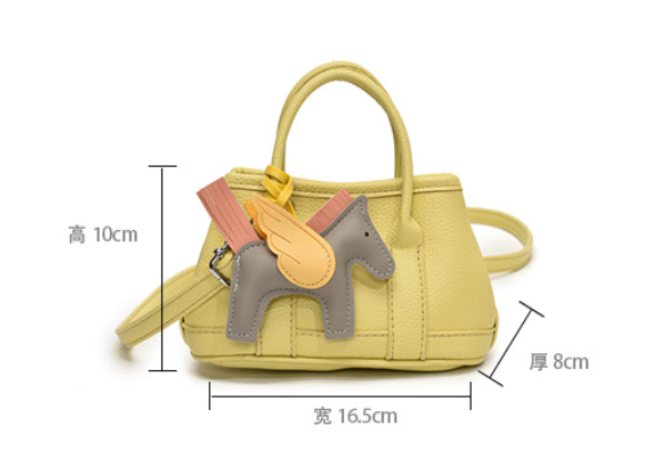 Lychee pattern mini crossbody bag with pony pendant