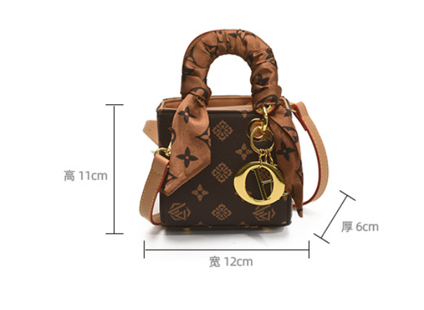 Mini square retro print handbag crossbody bag