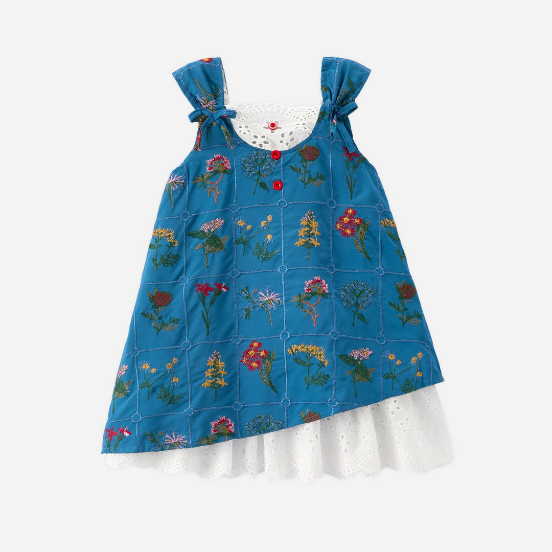 Summer Girls Floral Embroidered Lace Sleeveless Dress