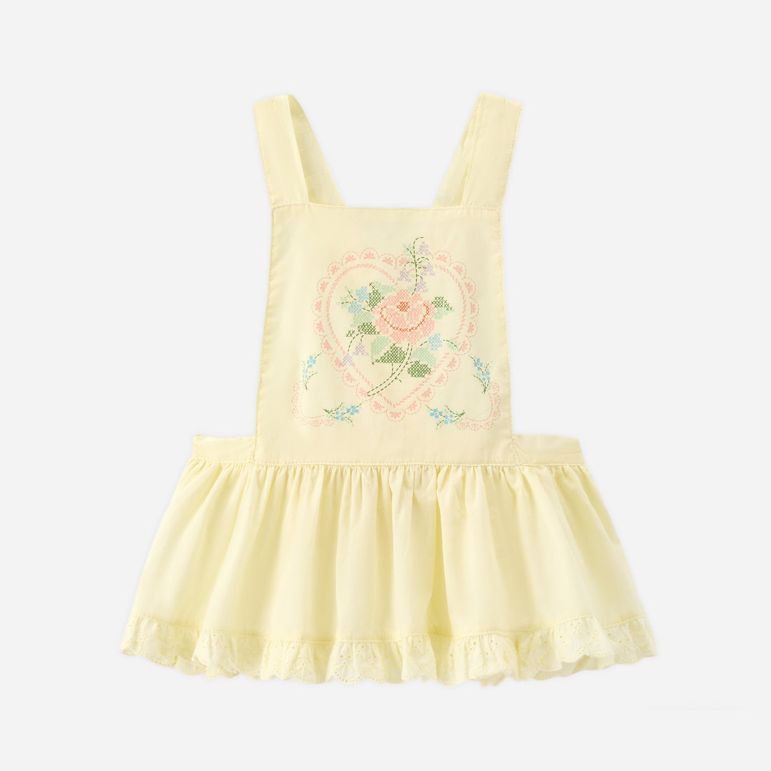 Girls cotton floral lace apron