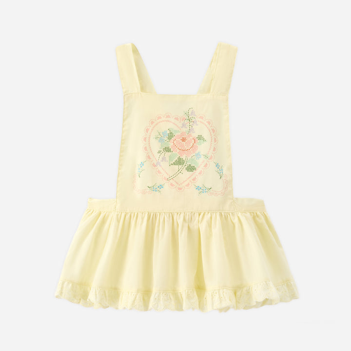 Girls cotton floral lace apron