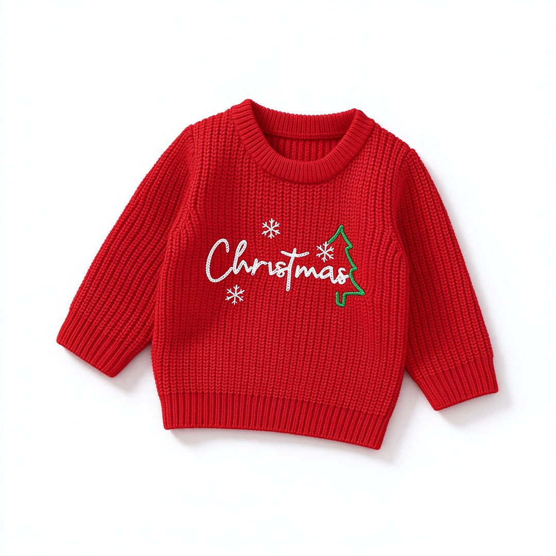Baby Toddler Christmas Letter Embroidery Knit Sweater
