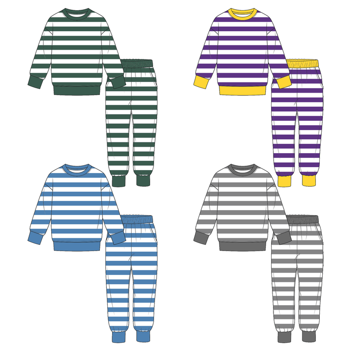Boys Contrast Stripe Sweatshirt & Sweatpants 2PCS Outfit