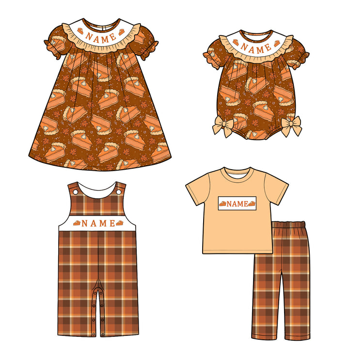 Custom Embroidery Name-Pumpkin Pie Thanksgiving Sibling outfit