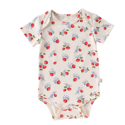 Baby summer pure cotton fruit printed envelope collar romper