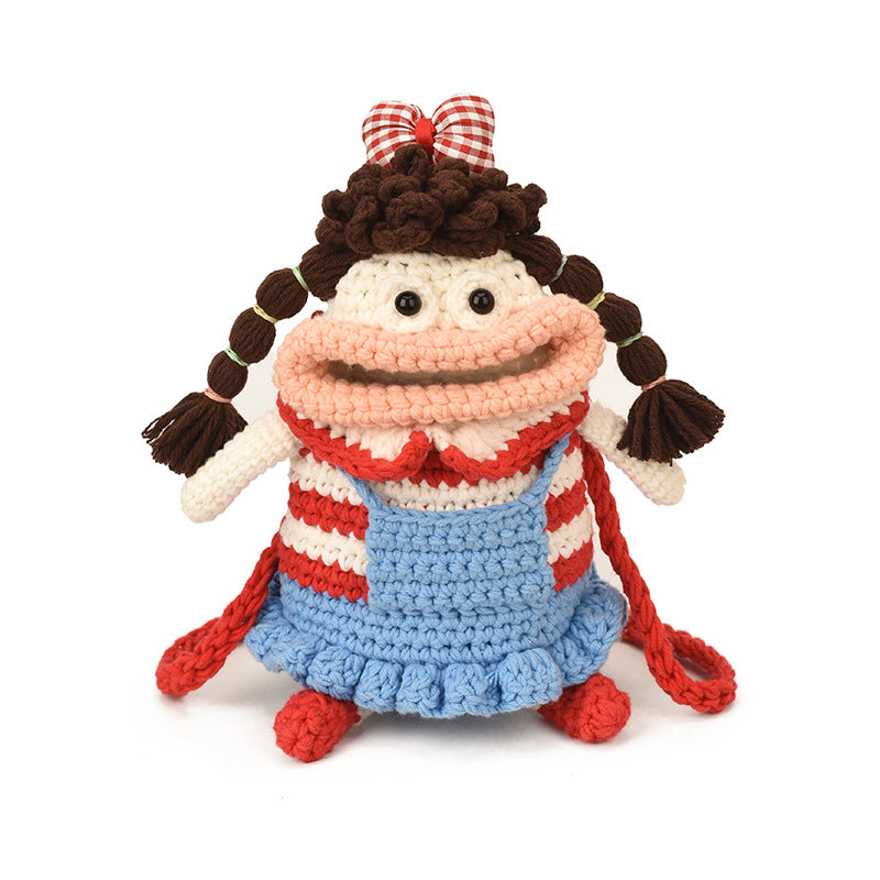 Crocheted Adorably Ugly Big Mouth Doll Crossbody Bag