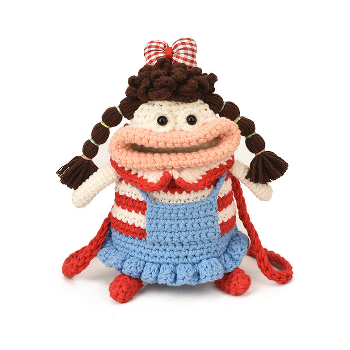 Crocheted Adorably Ugly Big Mouth Doll Crossbody Bag
