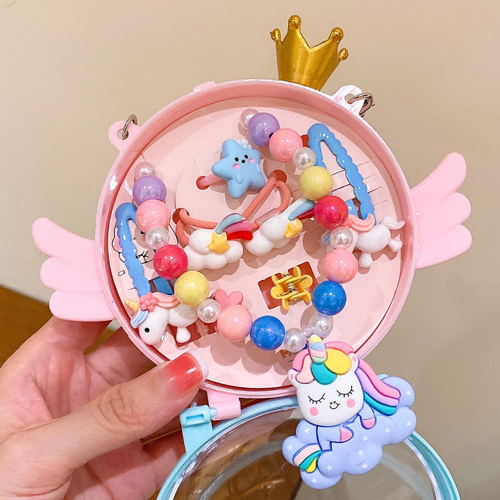 Girls'cartoon unicorn necklace accessory set gift for friends