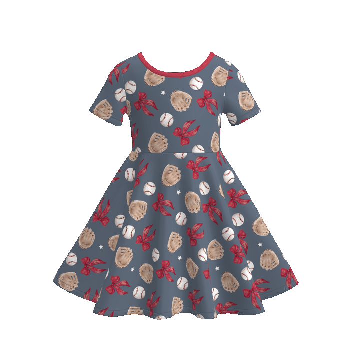 Girls School Ball Sports Theme Print dress