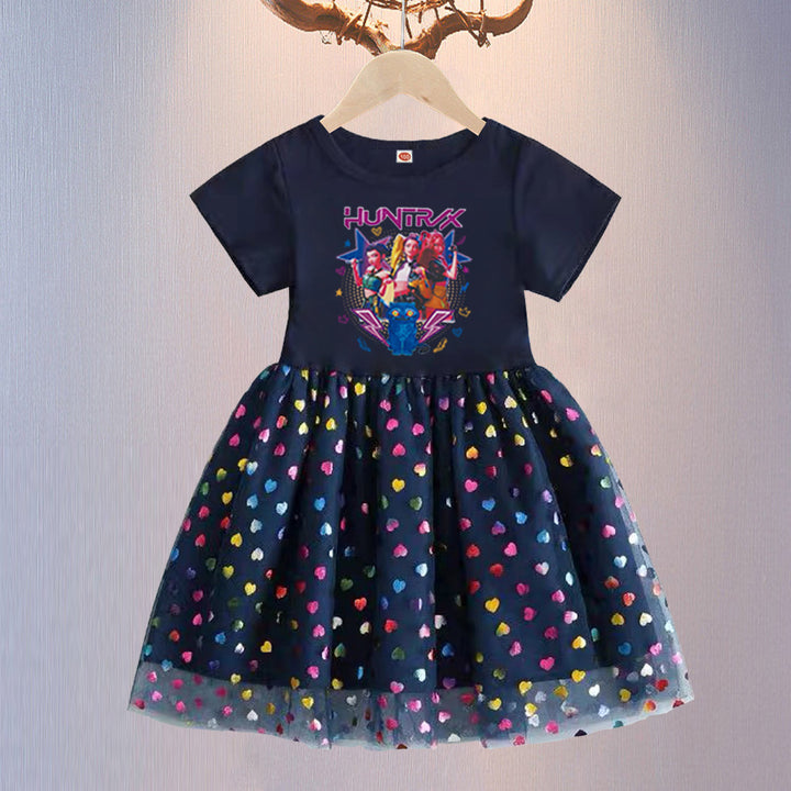 Girls'huntr/x inspired short-sleeved tutu sequin dress