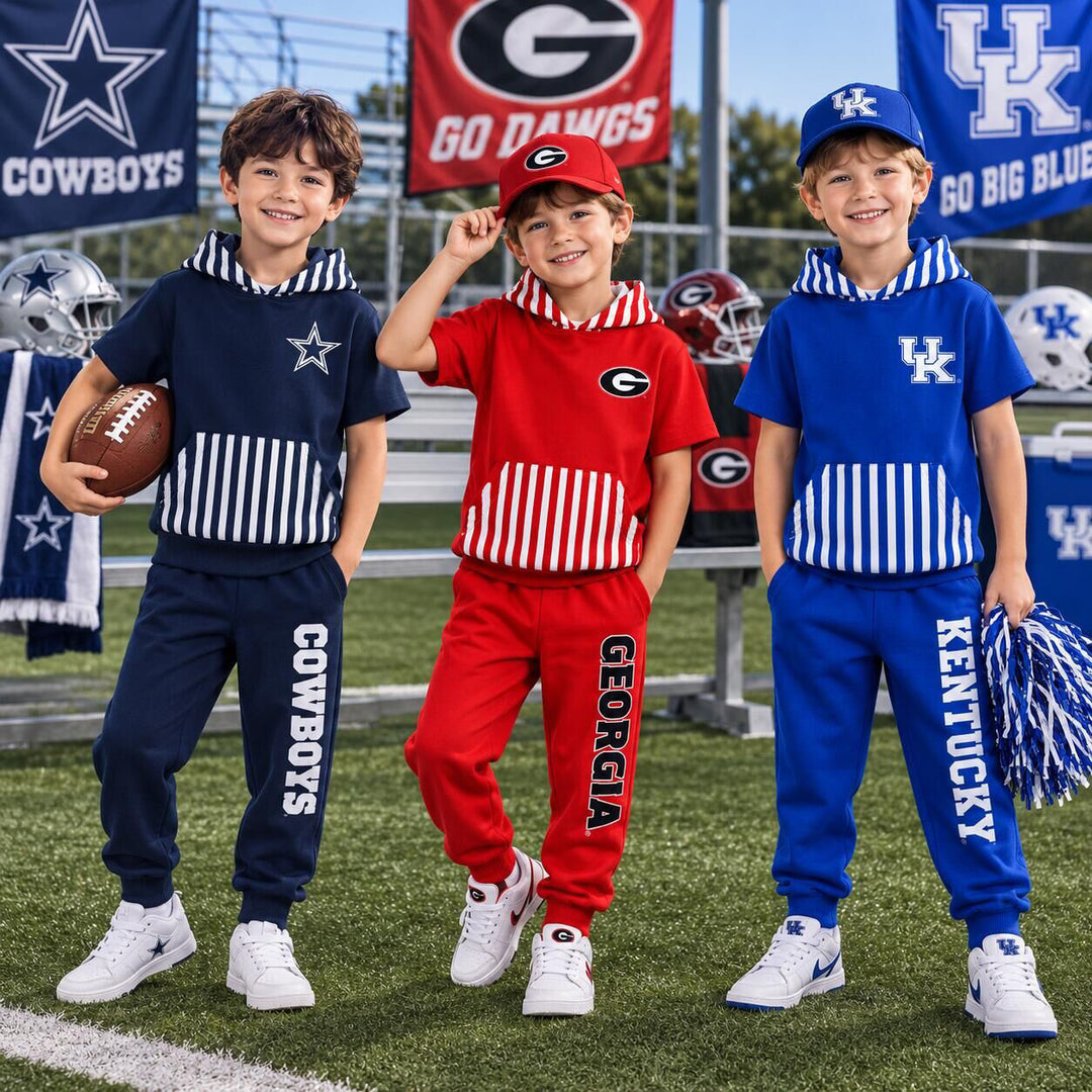 Boys Game Day Football Team Hoodie Top & Pants Outfit