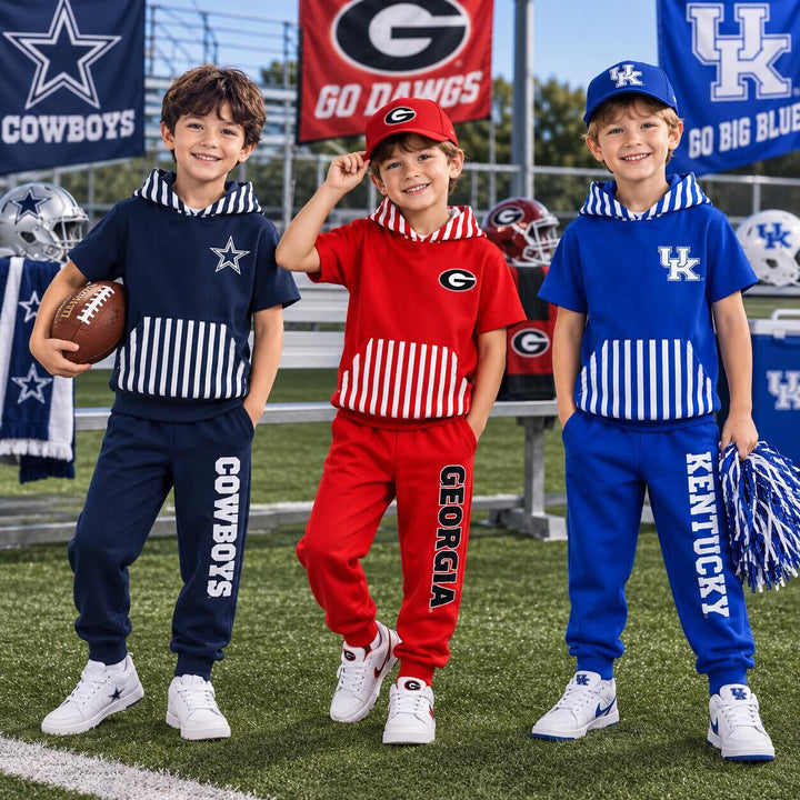 Boys Game Day Football Team Hoodie Top & Pants Outfit