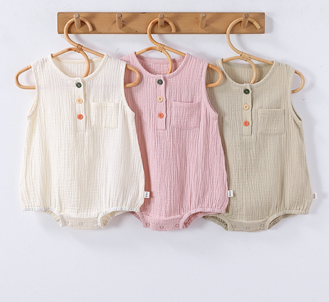 Summer baby boys girls pure cotton crepe triangle romper