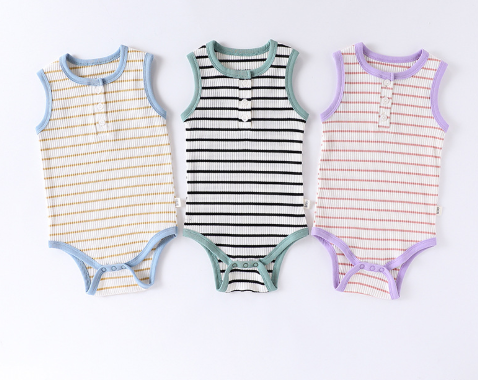 Summer Baby Pure Cotton Short-sleeved Striped Romper