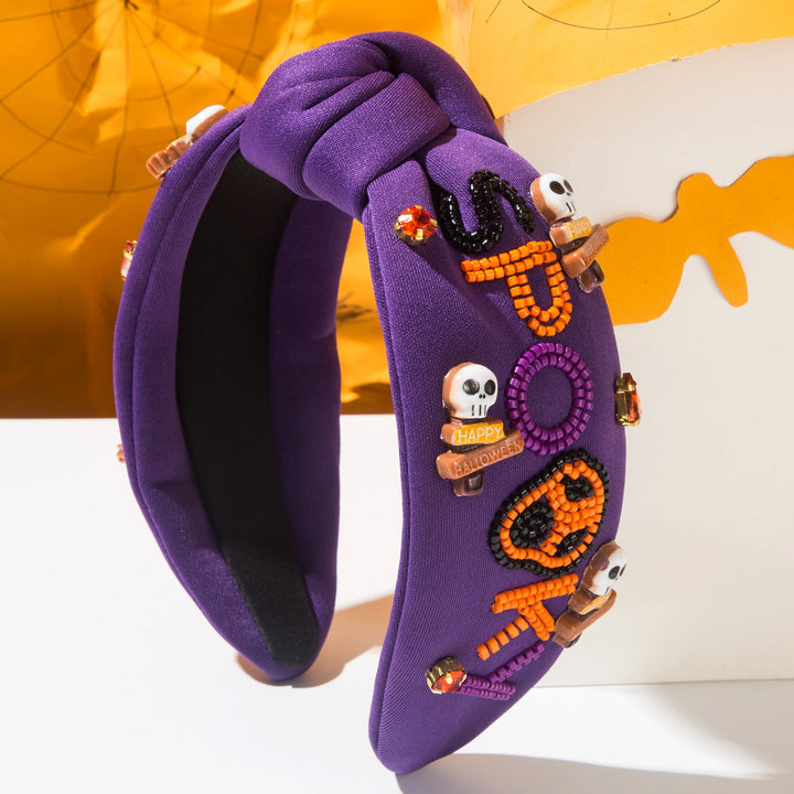 Hand-beaded Spooky Knotted Headband Halloween Hair Accessory
