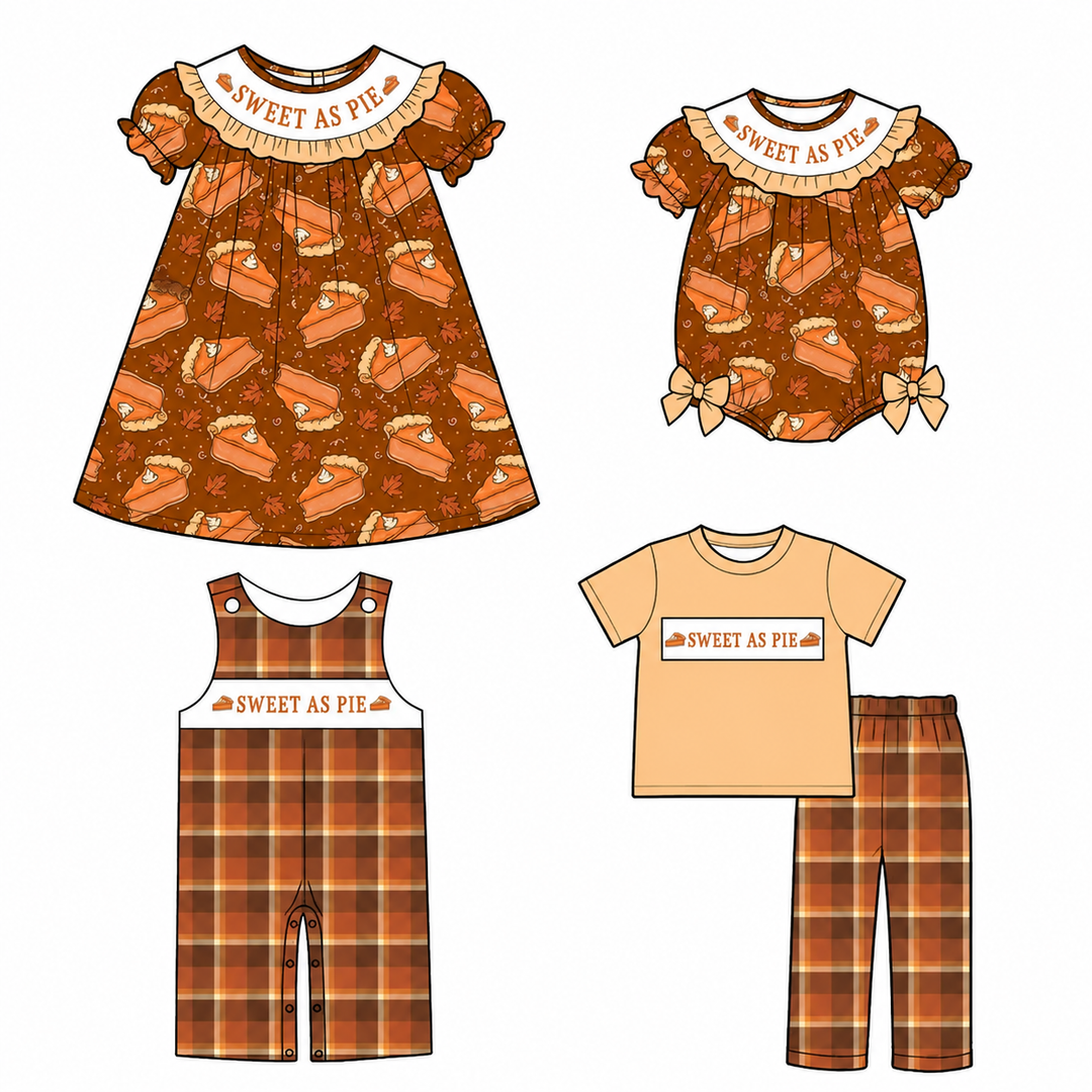 Custom Embroidery Name-Pumpkin Pie Thanksgiving Sibling outfit