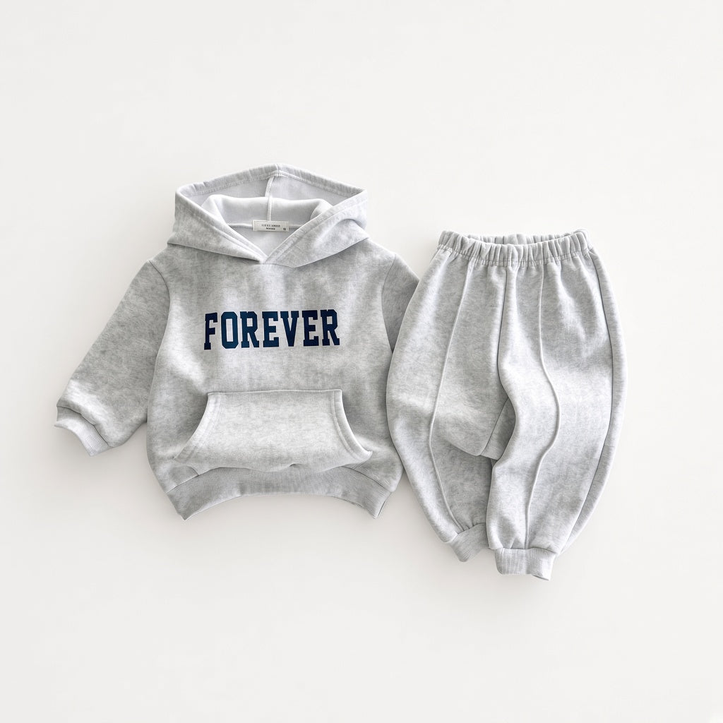 Kids Fleece-Lined Pullover Hoodie &amp; Sweatpants 2PCS Set