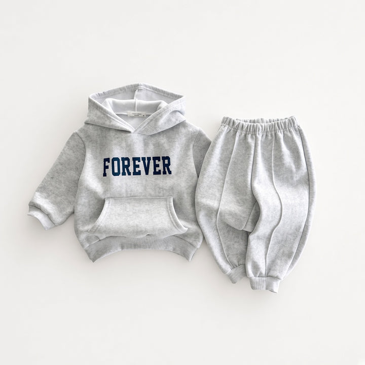 Kids Fleece-Lined Pullover Hoodie &amp; Sweatpants 2PCS Set