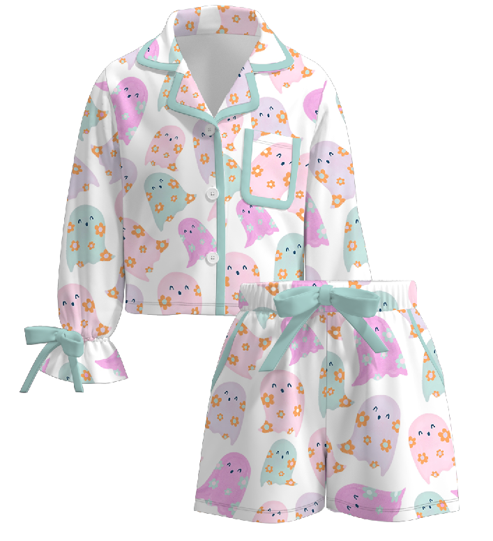 Bow tie Halloween satin silk  pajamas for mom&me