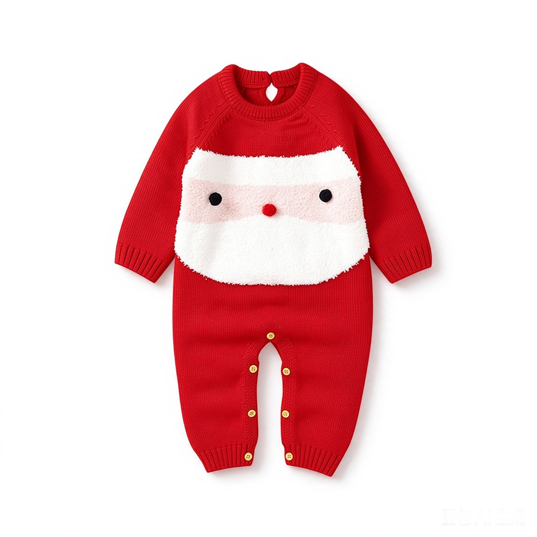 Baby Santa Claus Knit Jumpsuit Christmas Santa Knit Romper
